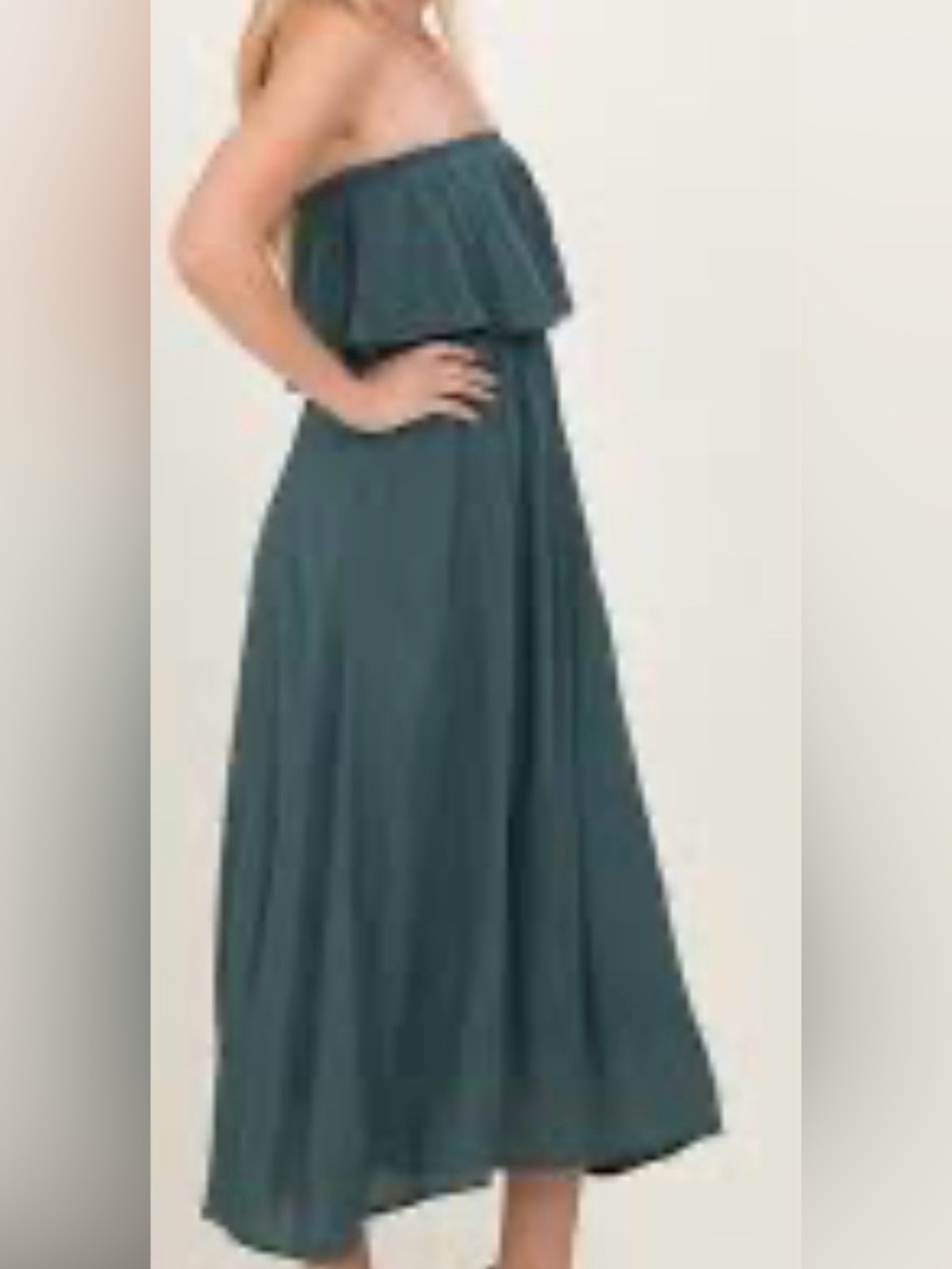 Strapless Teal Ruffle Maxi Dress Ash Zenana S